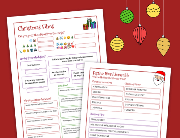 Christmas activity sheets, quiz and puzzles for work Christmas parties